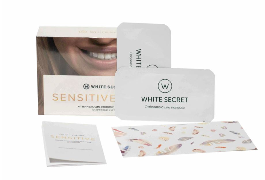 Отбеливающие полоски для чувствительных зубов White Secret Sensitive Start без пероксида 7шт